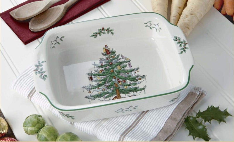 Spode Christmas Tree Rectangular Handled Dish (9" x 12") Baking & Seasonal Platters - Earthenware, Microwave & Dishwasher Safe - Festive Tableware for Holiday Entertaining & Christmas Dining - Image 2